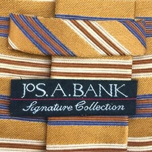 Jos. A. Bank Signature Collection Silk Tie Gold Brown Stripe